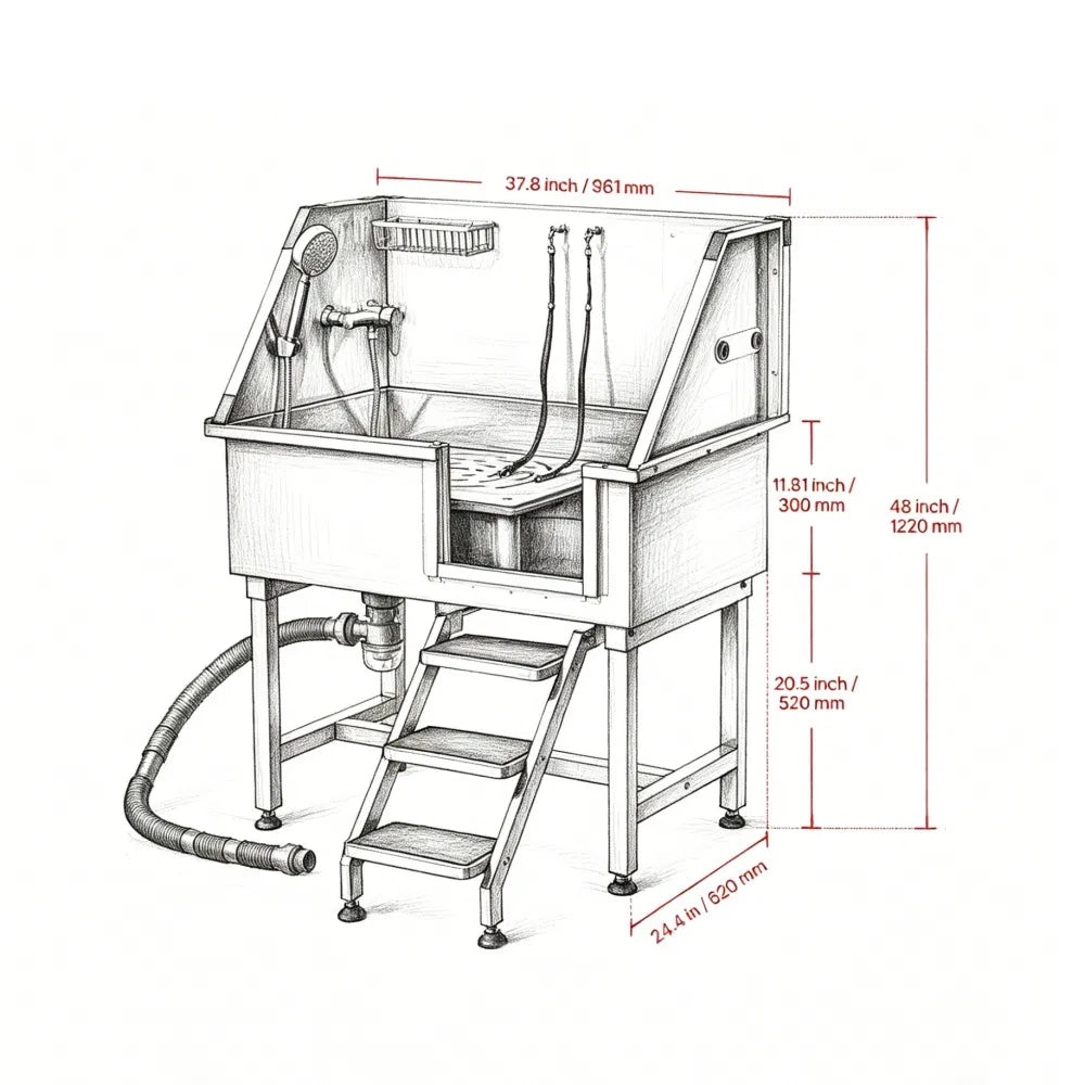 Stainless Steel Dog Washing Station - view 3