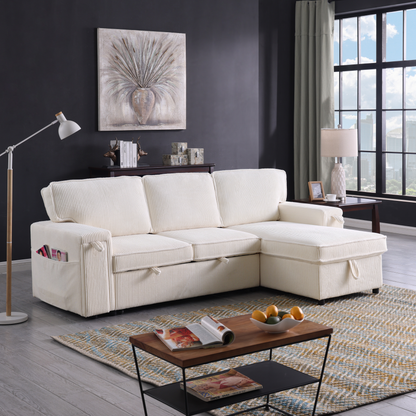 Upholstery Sleeper Sectional Sofa With Storage Space