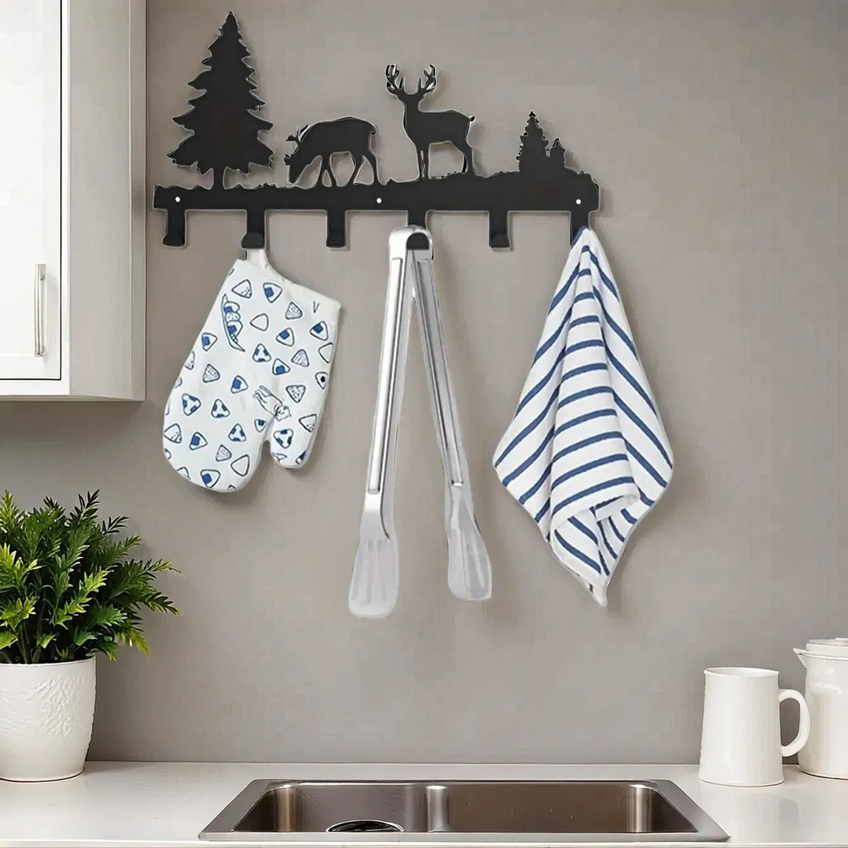 Matte Black Wall Hooks Heavy Duty Adhesive Mount for Entryway Bathroom Kitchen Storage Organization