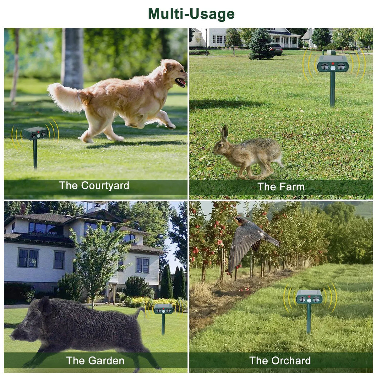 Ultrasonic Animal Repeller Solar Powered Motion Sensor Repellent IPX4 Waterproof Outdoor For Farm Garden Yard Repelling - view 9