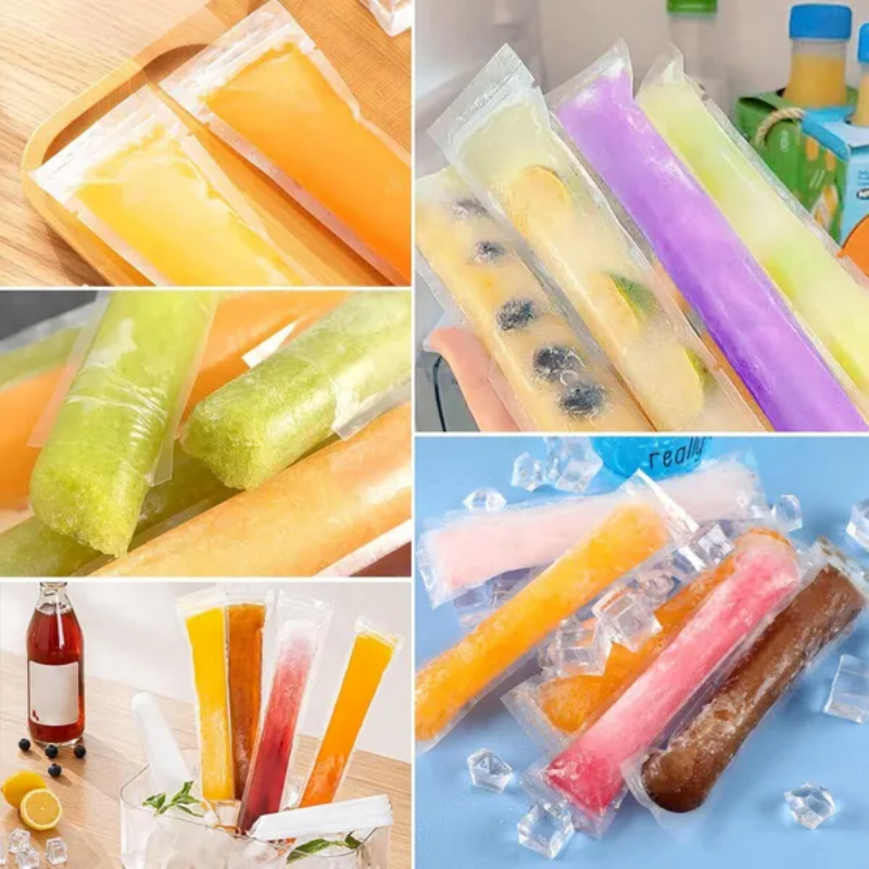 320 Pcs Disposable Beverage Packaging Bag Ice Popsicle Mold Bags With 2 Pcs Orange Funnels DIY Ice Lolly Bags BPA Free - view 2