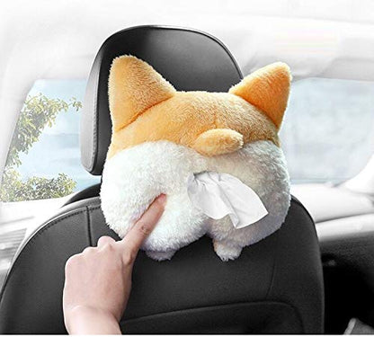 Tissue Box Cover Soft Adorable Corgi Butt Shaped Creative Storage Bag Hanging Pouch Tissue Box Wrapper For Car Home - view 5