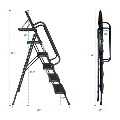 Step Ladder, Folding Step Stool With Wide Anti-Slip Pedal, Sturdy Steel Ladder, Convenient Handrail, Lightweight - view 8