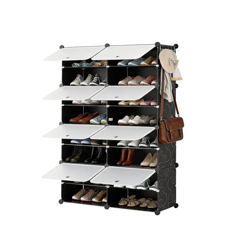 Shoe Rack Storage Cabinet, 8-layer Shoe Storage Cabinet With Door, Stackable And Detachable Shoe Storage Cabinet - view 9