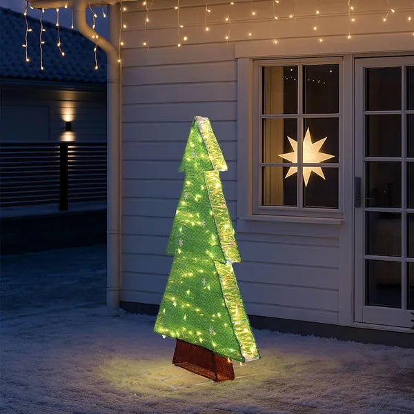 4FT Lighted Christmas Tree Yard Decorations, Pre-lit Holiday Decor With 110 Warm White LED Lights For Xmas Outdoor - view 2