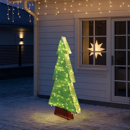 4FT Lighted Christmas Tree Yard Decorations, Pre-lit Holiday Decor With 110 Warm White LED Lights For Xmas Outdoor - view 2