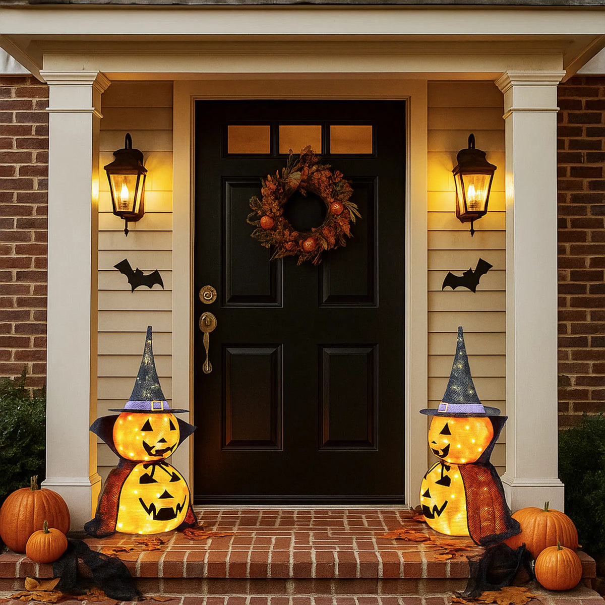 2Packs 3FT Halloween Collapsible Lighted Pumpkin Decoration, 176 LED Pop-Up Pumpkin Lamp with Cape - view 6