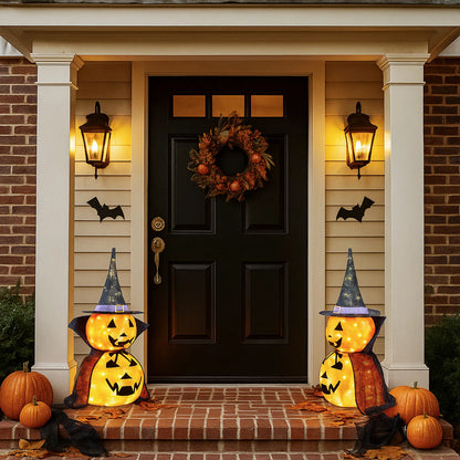 2Packs 3FT Halloween Collapsible Lighted Pumpkin Decoration, 176 LED Pop-Up Pumpkin Lamp with Cape - view 6