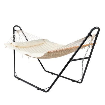 Hammock With Stand, Double-Barrel Hammock With Hammock Bed, Heavy Duty Adjustable Hammock Set For Outdoors, Patio, Yard