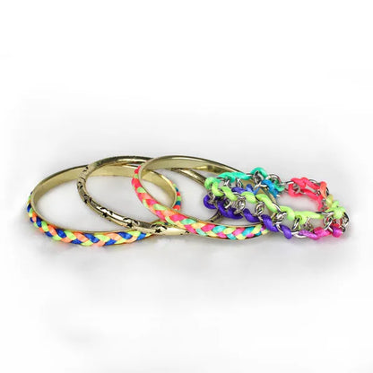 4Pcs Colorful Woven Burnished Gold Bracelets Set - view 5
