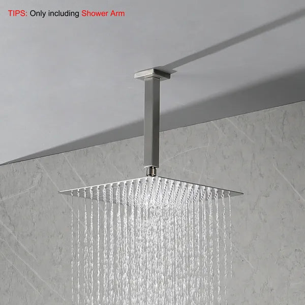 Shower Arm With Flange, 1/2 NPT Tapered Threads, Rain Shower Head Arm, Ceiling Mounted Shower Extension Arm - view 5