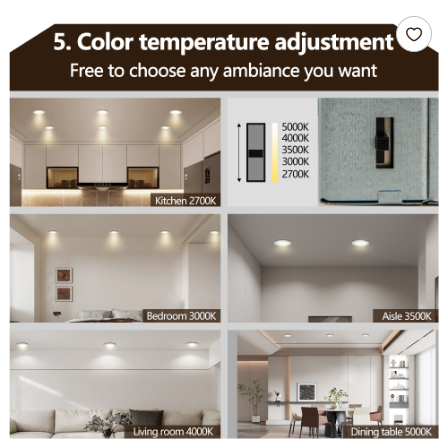 12-Pack 4 Inch Ultra-Thin LED Recessed Ceiling Light With Junction Box, 2700K-5000K Dimmable Color Changing Downlight - view 3