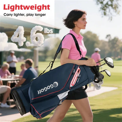 14-Way Golf Cart Bag - 6 Zippered Pockets+Cooler Pocket, Waterproof Zippers, Navy + Red - view 4
