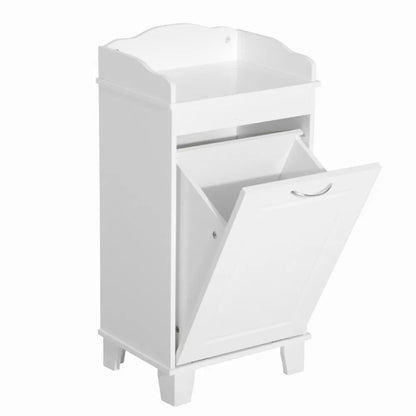Free Standing Home Organizer Hamper, Bathroom Storage Cabinet, White - view 5