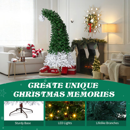 6 FT Santa Hat Style Pre-lit Christmas Tree, Hinged Artificial Xmas Tree Pine Tree With 250 Warm White Lights - view 9