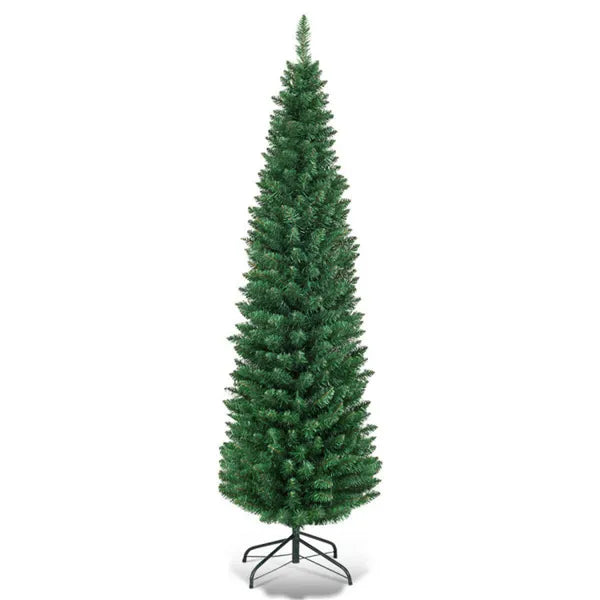 5ft Slim Pencil Christmas Tree - Space-Saving Design For Small Corners, 220 Realistic PVC Branches With Flocked Finish - view 2