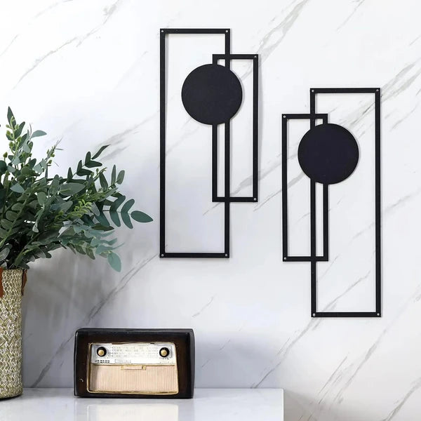 Abstract Line Iron Wall Art Set Modern Minimalist Black And White Decor For Living Room Bedroom Office Halloween Gift