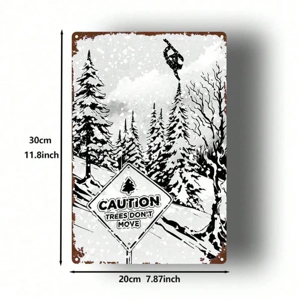 1pc 2D Flat Metal Sign Freeride Snowboard Plaque, Sturdy Metal Wall Art For Bars Bedrooms Restaurants Kitchens Home - view 2