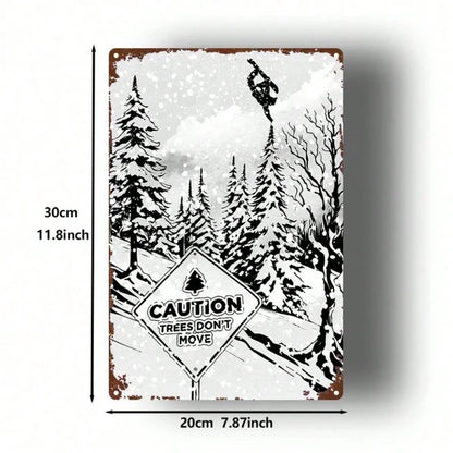 1pc 2D Flat Metal Sign Freeride Snowboard Plaque, Sturdy Metal Wall Art For Bars Bedrooms Restaurants Kitchens Home - view 2
