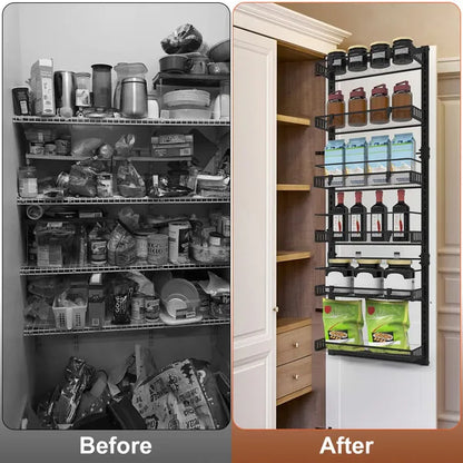 6-Tier Over The Door Pantry Organizer, Large Metal Door Spice Rack, Hanging Heavy-Duty Pantry Door Storage Shelf 10LBS - view 6