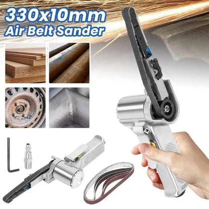 10mm Pneumatic Belt Sander, Lightweight Handheld Air Powered Grinder Polisher With 5 Sanding Belts