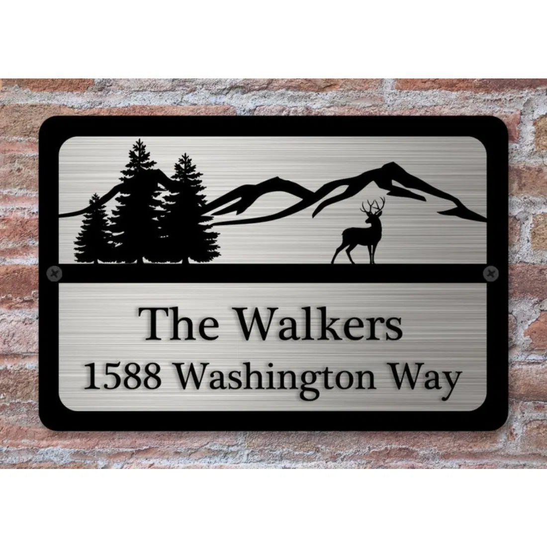 Custom Metal House Address Sign Deer Mountain Artwork Yard Number Plaque - view 2