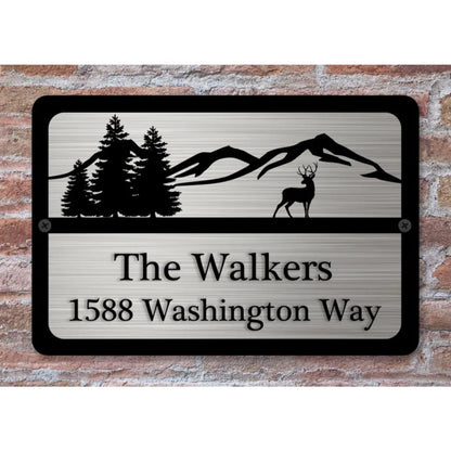 Custom Metal House Address Sign Deer Mountain Artwork Yard Number Plaque - view 2