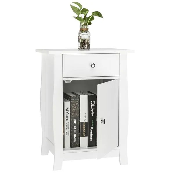 Single Door Bedside Cabinet with A Drawer White - view 6