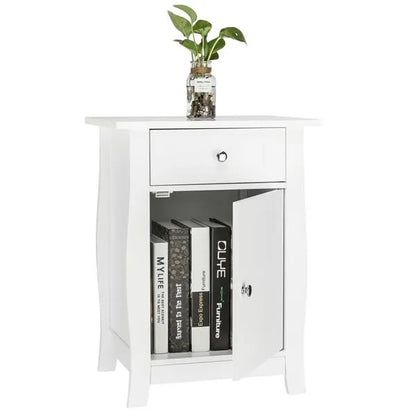 Single Door Bedside Cabinet with A Drawer White - view 6