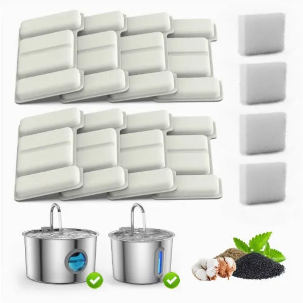 8Pcs Stainless Steel Pet Water Fountain Filters | Pet Water Fountain Filters 8-Pack Replacement Filters With 4 Sponge