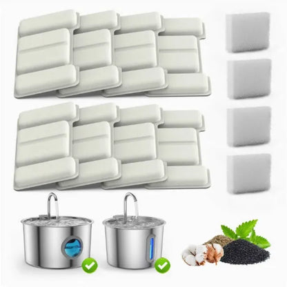 8Pcs Stainless Steel Pet Water Fountain Filters | Pet Water Fountain Filters 8-Pack Replacement Filters With 4 Sponge