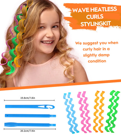 Heatless Hair Curlers Wave Curls Styling Kit For Women Girls On Hair Care - 30 Pcs - 6 Colors - 55 Cm 11.81 Inch - view 2