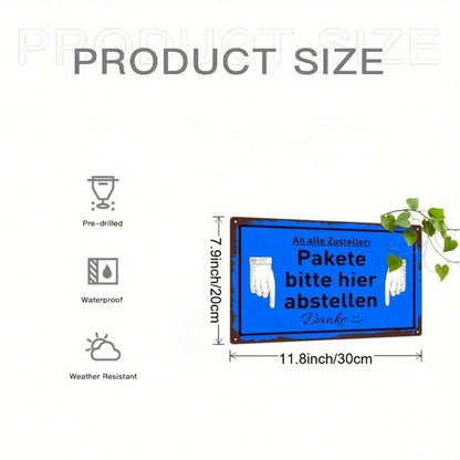 1pc Creative 2D Flat Directional Sign With German Text, Please Place Here Gesture Pattern Wall Decor - view 3