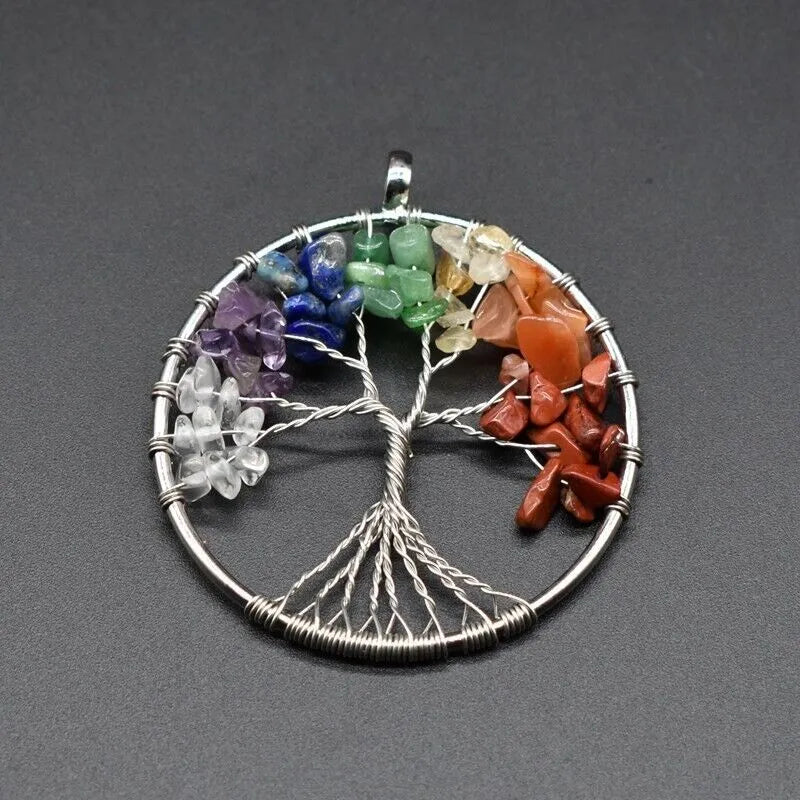 Tree of Life Pendant Necklace 7 Chakra Natural Gemstone Crystal Stones Healing - view 5