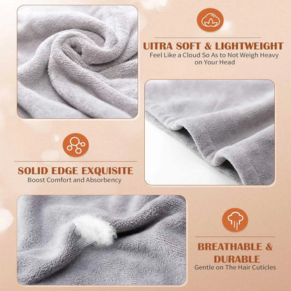 Women 3 PC Microfiber Hair Towel Wrap Ultra Absorbent Hair Turbans For Curly, Long & Thick Hair Blue,Grey,Pink - view 6