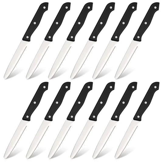 12-piece Kitchen Knife And Accessory Set With High-carbon Stainless Steel Blades, Including Meat And Steak Knives