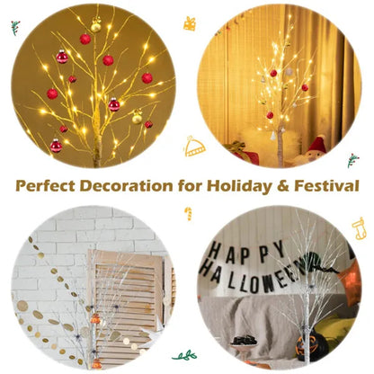 White 5FT LED Birch Tree - Lifelike Bark 72 Lights Flexible Branches 7.2ft Cord For Christmas - view 4