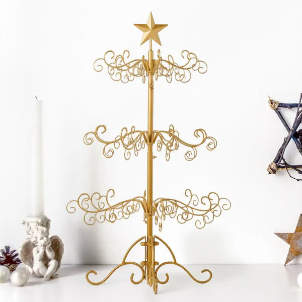 3ft Wrought Iron Christmas Tree, Metal Ornament Display Tree Stand For For Holiday Party Home Decor - view 3
