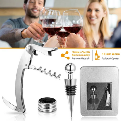 3Pcs Corkscrew Bottle Opener Set Tool Foil Cutter Drip Collar - view 3