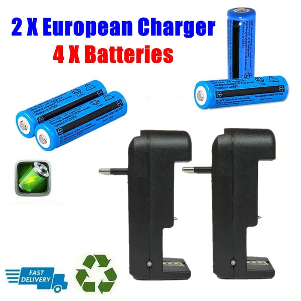 2 / 4 Stück 3000mAh 3.7V Akku Und Ladegerät Für Akkus Wie Taschenlampen Ersatz - view 2