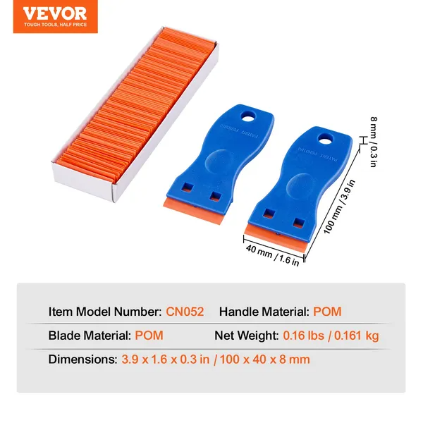 VEVOR Plastic Razor Blade Scraper 2PCS Scraper Tool 120PCS POM Plastic Blades - view 10