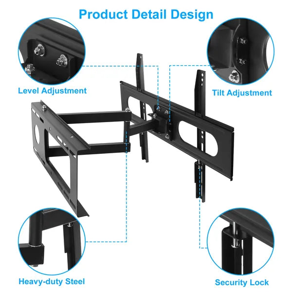 Full Motion TV Wall Mount Swivel Tilt TV Wall Rack Support 37-70' TV Wall Mount Max VESA Up To 600x400mm - view 5