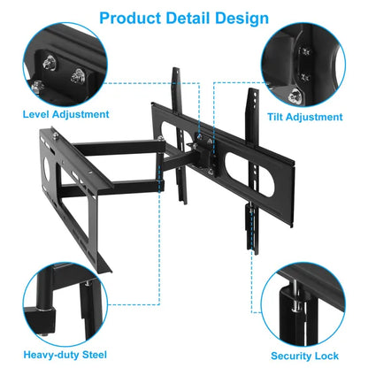 Full Motion TV Wall Mount Swivel Tilt TV Wall Rack Support 37-70' TV Wall Mount Max VESA Up To 600x400mm - view 5