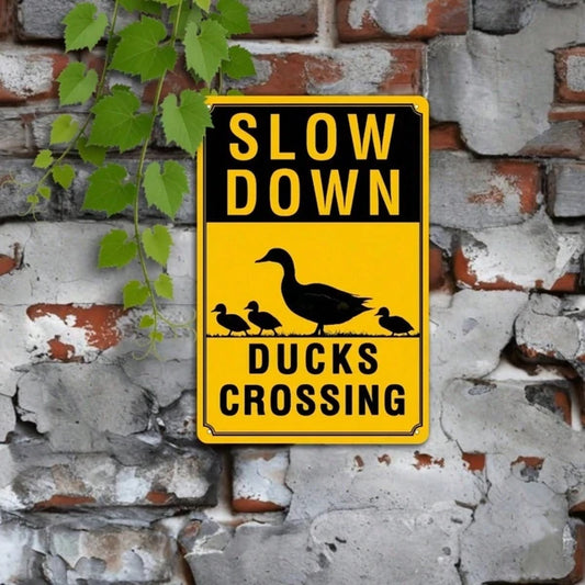 Vintage | Slow Down Ducks Crossing 1PC Metal Tin Sign 8 x 12In 20 x 30CM 2D Flat Wall Plaque Waterproof Rustproof Easy - view 2