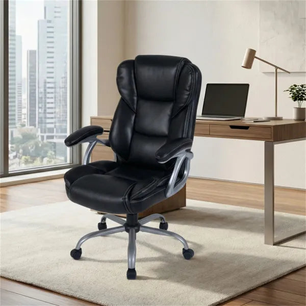 Ergonomic Executive Office Chair With Contoured Backrest, Adjustable Height & Recline For Home Office-Black - view 4