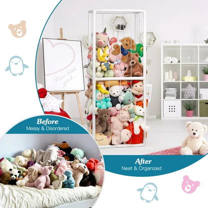 Stuffed Animal Storage PVC Plush Organizer Shelf Plush Stuffed Animal Holder Standing Kids Toy Storage Cage - view 4