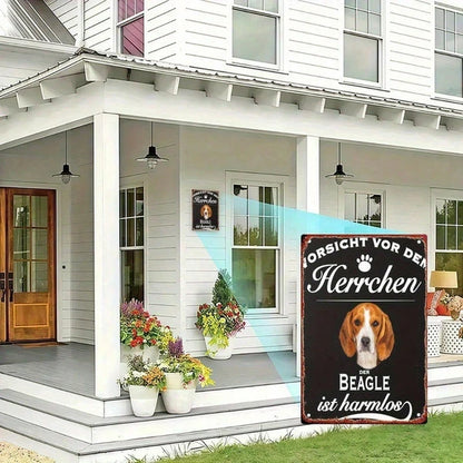 Vintage German Beagle Warning 2D Flat Metal Sign" 8x12 Inch Retro Iron Wall Art Beware - view 3