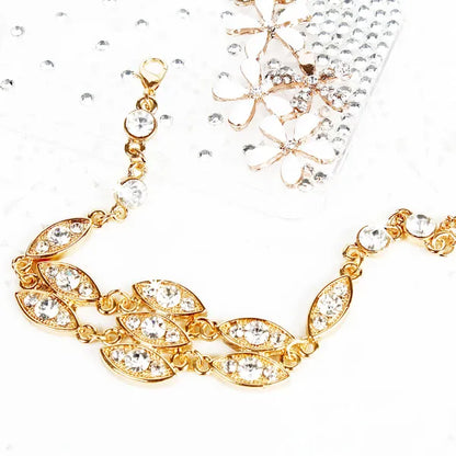 Noble Burnished Gold Bling Rhinestone Bracelet - view 2