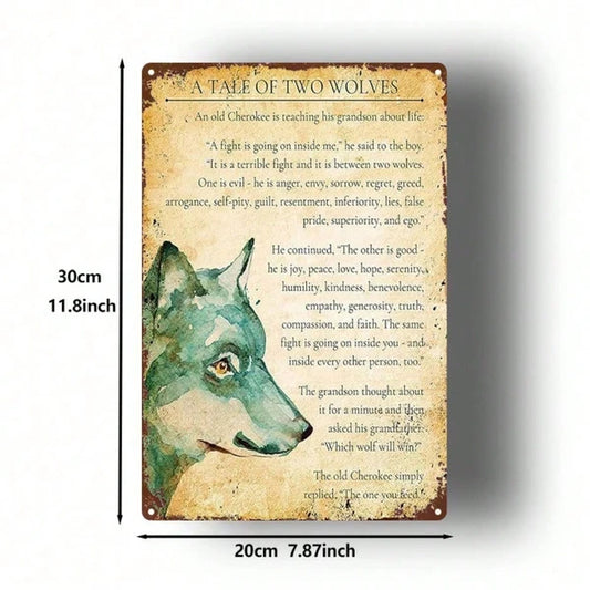 Vintage Wolf Wisdom Metal Tin Sign 8x12 Inch, Antique Farmhouse Wall Decor For Home Kitchen Cafe Bar Garage - view 2