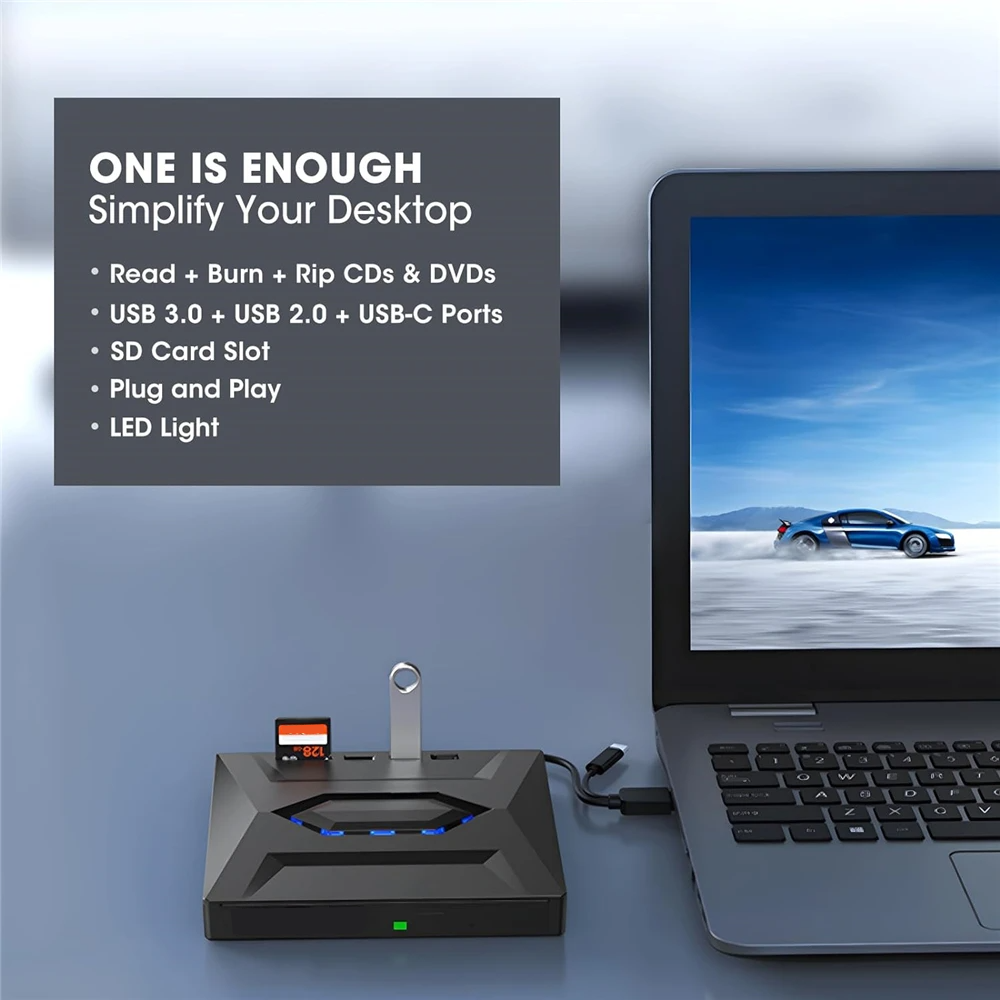 Grabadora externa de CD/DVD USB 3.0